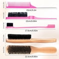 thumbnail image 2 of OPALESQUE 4pcs Boar Bristle Slick Back Hair Brush for Smooth Flyaways, Frizz, Sleek Ponytail, Buns and Edge Baby Hair, Teasing Hair Comb, Edge Brush, 2 of 9