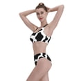 thumbnail image 5 of Daiia Cow Print Black White printed 2 piece Swimsuit Bikinis for Women High Waisted Racerback Bathing Suits Summer Tummy Control Scoop Neck Swimwear-X-Large, 5 of 8