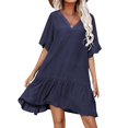 thumbnail image 1 of Traje de baño con cuello en V, vestido con cuello en V para mujer, traje de baño para mujer, traje de baño para playa, ropa de playa de manga corta, máxima eficiencia, 1 of 2