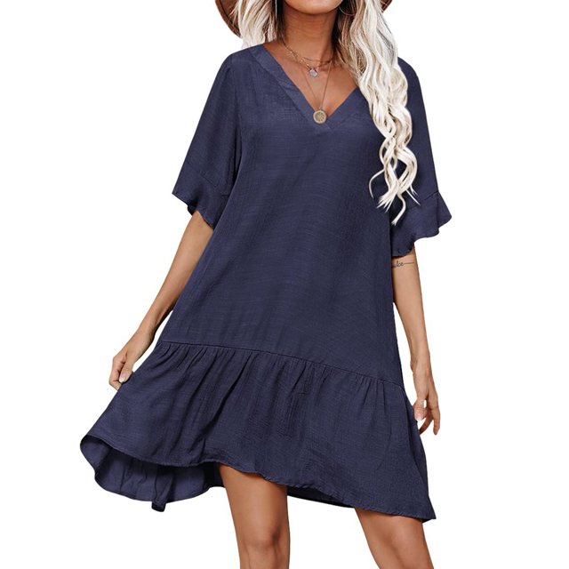 Traje de baño con cuello en V, vestido con cuello en V para mujer, traje de baño para mujer, traje de baño para playa, ropa de playa de manga corta, máxima eficiencia
