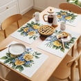 thumbnail image 5 of Yellow Blue Floral Leaves Placemats Set of 4 Garden Flowers Botanical Place Mats Indoor Wipeable Table Mats Washable Cloth Dining Table Placemats for Kitchen Holiday Party Home Decor 13x19 Inch, 5 of 9