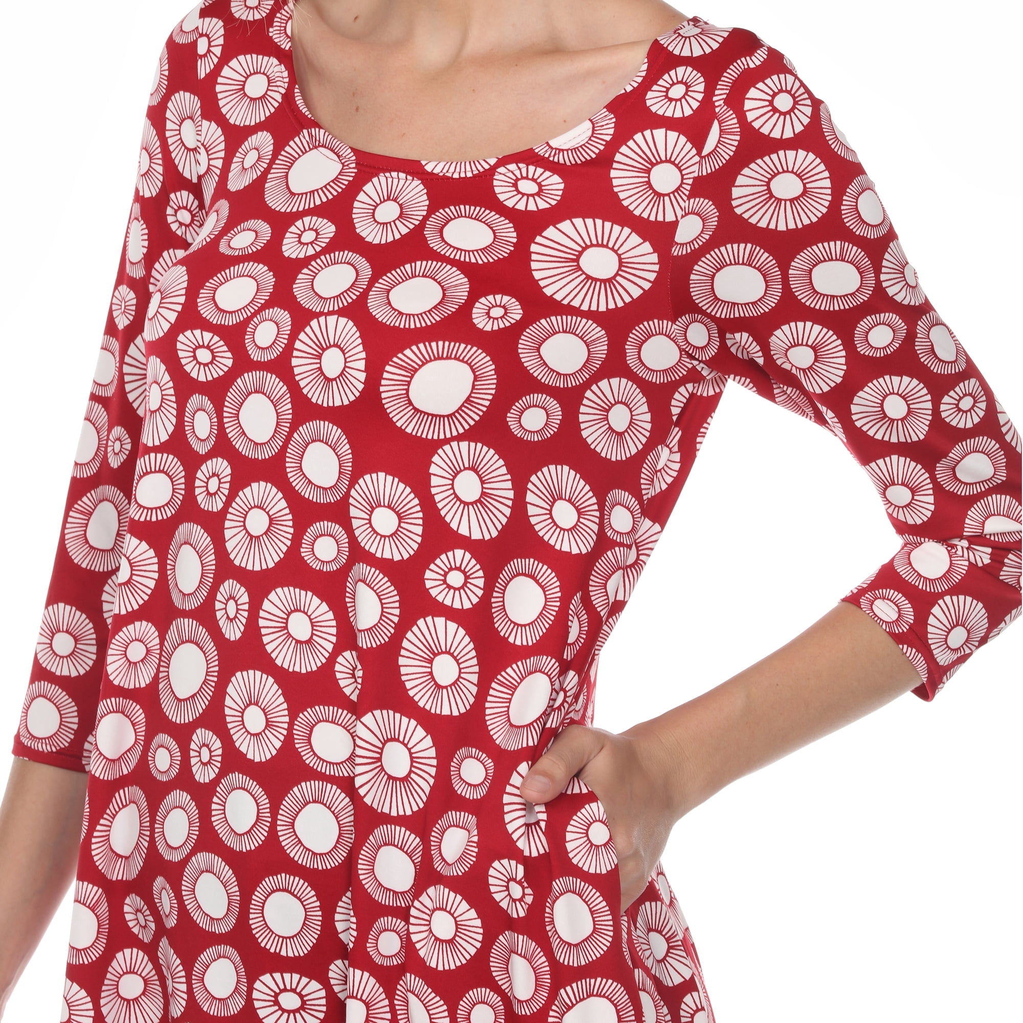 White Mark Women's Printed Geometric Circle Tunic Top