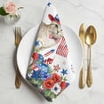 thumbnail image 2 of 4th of July Cloth Napkins, Independence Day Patriotic Flowers American Cat Washable and Reusable Dinner Napkins Set of 4, Table Napkin for Kitchen Party Birthday Wedding Hotel Housewarming 20"x20", 2 of 9