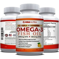 USANUTRA Omega 3 Fish Oil 3600mg Triple Strength Wild Caught Icelandic Anchovy Fish Oil.  120 Easy Swallow Softgels, 40 Day Supply