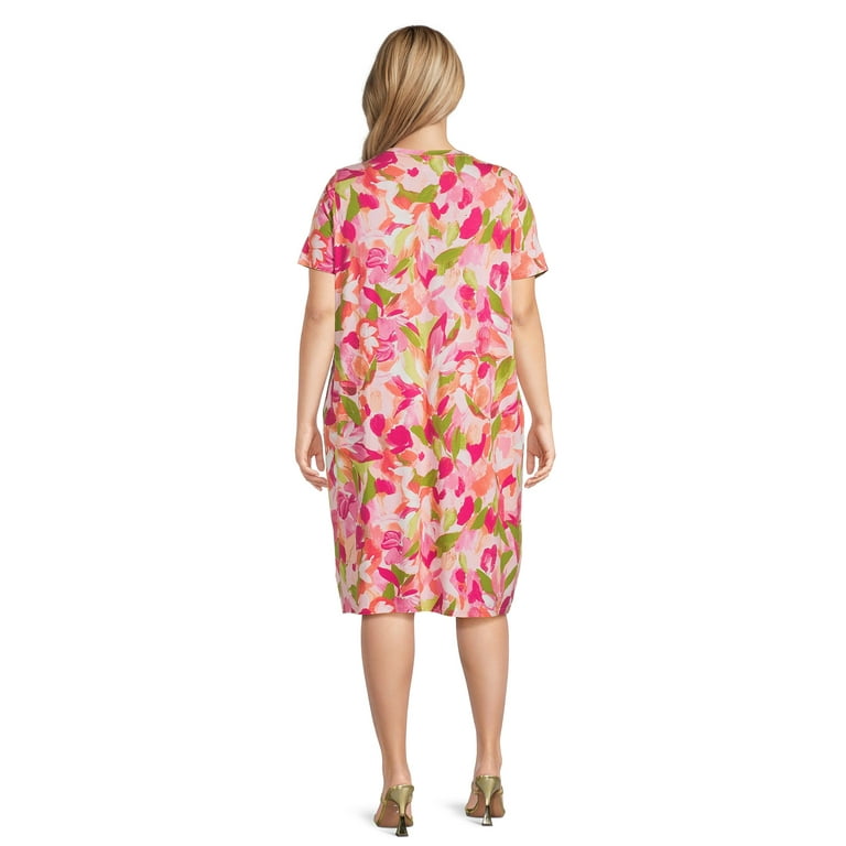 Plus size pink t shirt dress hotsell
