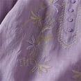 thumbnail image 5 of KBZDBZC Shirts for Women Vintage Floral Embroidery Long Sleeve Button Up Breathable Cotton Linen Shirt Women's Blouses T Shirt Women Womens Tee Shirts (Purple,M), 5 of 6