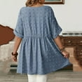 thumbnail image 7 of FRSASU Women's V Neck Tops Casual Short Sleeve T Shirts BasicHairball Embellishment Loose Fit Dressy Tees Dark Blue XXXL(XXXL), 7 of 7