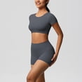thumbnail image 5 of Women's Yoga Outfit Seamless Workout Set Sport Crop Tops High Waist Shorts Exercise Two Piece Gym Tracksuits, L, 5 of 6