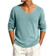 thumbnail image 5 of BRGZLK Mens Long Sleeve Shirts 2026 Stylish Solid Color V Neck Cut-Out Knit Pullover Sweater Lightweight Casual Loose Tees Tops for Travel Vacation Going Out Mint Green XL, 5 of 8