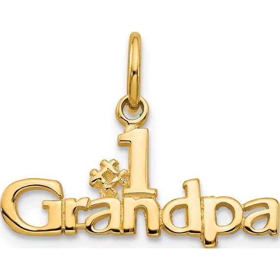14K Yellow Gold #1 Grandpa Charm (15 X 21) Made In United States c1052