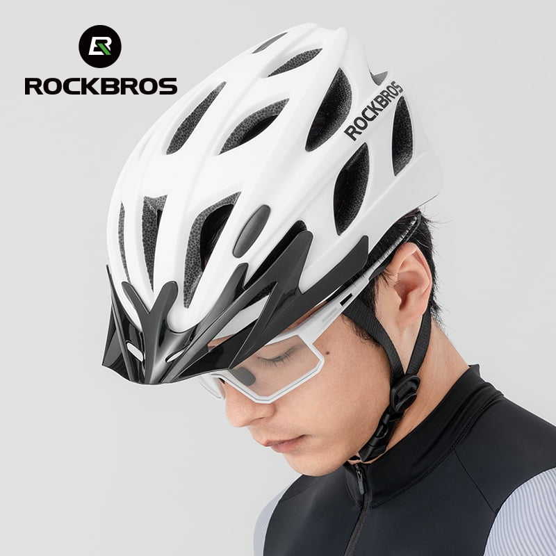 ROCKBROS Cycling Helmet Ultralight Protective Helmet with Magnetic Goggles & Windproof Brim for Men Women