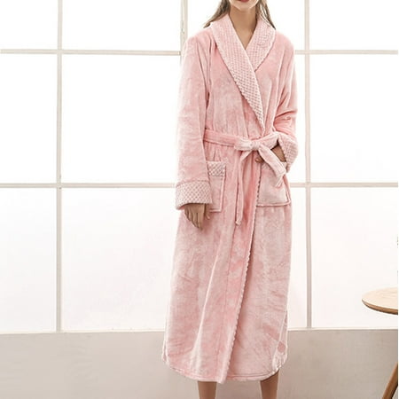

qucoqpe Women s Nightshirt Long Sleeve Nightgown V-Neck Sleepwear Full Length Pajama Dress with Pockets Loungewear on Clearance