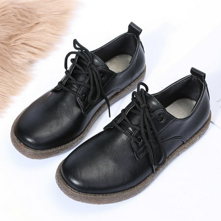 

Aayomet Slip on Shoes Women Casual Top Style Low Leather Solid Shoes Women s Toe Fashion Casual Color Round British Women s Black 9.5