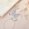 thumbnail image 4 of YIFSIY Butterfly Rings for Women 925 Sterling Silver Pink Tourmaline Cubic Zirconia Statement Ring Engagement Wedding Bands Anniversary Jewerly Size 7, 4 of 7