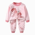 thumbnail image 4 of TOWED22 Toddler Baby Boys Fall Clothes Set Stripe Embroidery Long Sleeve Sweatshirt Pullover Tops & Pants Outfits Size:3-4 Y,Color:Light Pink, 4 of 5