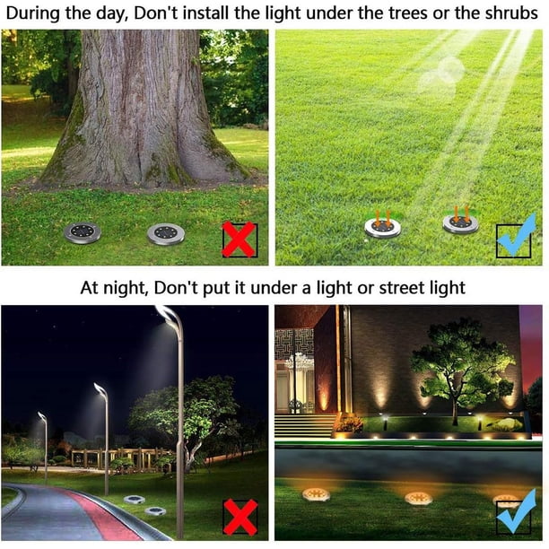 Lámparas Solares Para Exteriores, Paquete De 10 Luces LED Para Caminos Impermeables De Acero Inoxidable Para