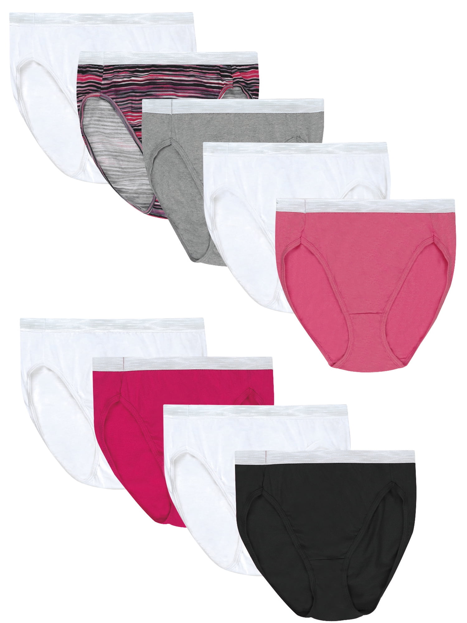 Details about   Hanes Women's Cotton Hi-Cut Panties 8-Pack 6 +2 Free Bonus Pack 