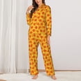 thumbnail image 2 of Daiia fall retro maple leaf for Women's Long-Sleeved Pajama Set – Soft & Comfortable Sleepwear Button-Up Pajamas Cozy Lounge Wear-Large, 2 of 7