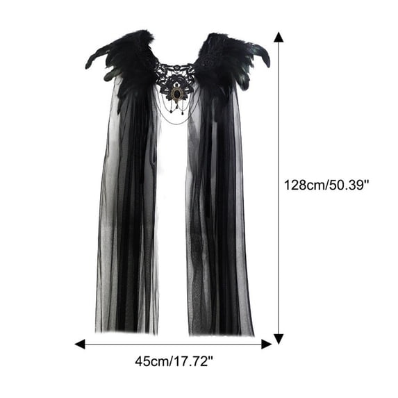 Style Cosplay Cape With Trim And Sheer Mesh Skirt For Halloween Stage Performance Elegant Gothic Cloak