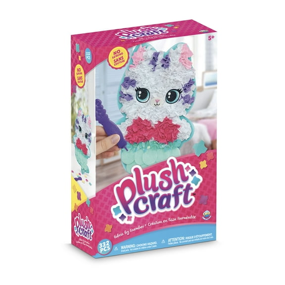 ORB PlushCraft DIY MerCat (Mermaid Cat) Pillow Crafting Kit - Mess Free Fabric by Number System and No Sewing Required - Perfect Arts and Crafts Project and Gift for Boys and Girls