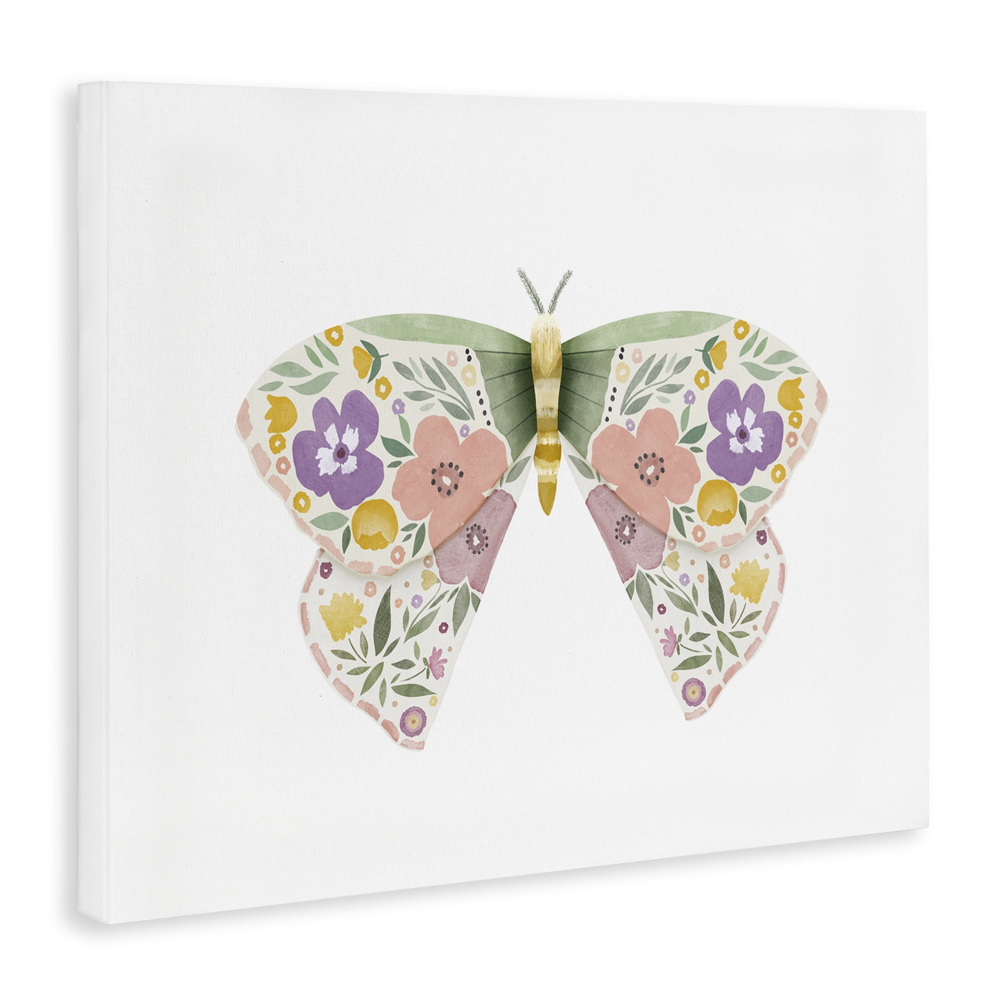 Stupell Industries Marigold Floral Moth Insects Painting Wrapped Canvas Art Print Wall Art, 30 x 24