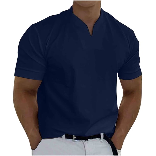 Camisas Para Hombre, Camisetas de Entrenamiento, Informales, Deportivas Sólidas, de Manga Corta, Con Cuello en V, Ropa de Entrenamiento Físico Odeerbi ODB157176