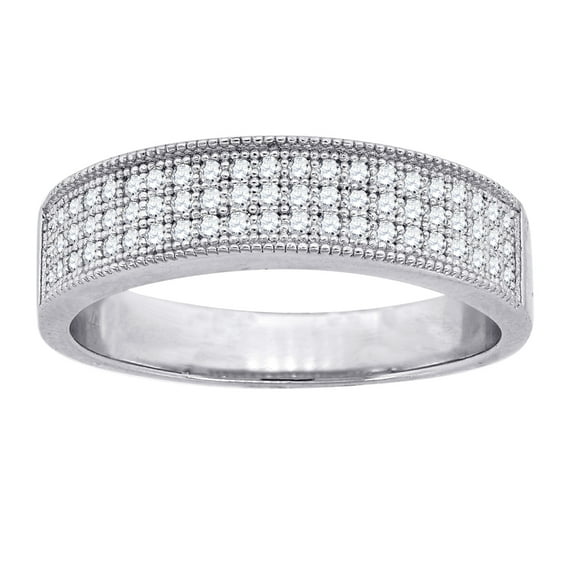 925 Sterling Silver Mens Cubic Zirconia 3 Row Wedding Band Ring Size 7 Wedding Band for Men