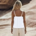 thumbnail image 5 of UDAUDU Women Tank Tops Sleeveless Lace Trim Linen Spaghetti Strap Cami Shirts V Neck Casual Summer Smocked Tops White M, 5 of 6