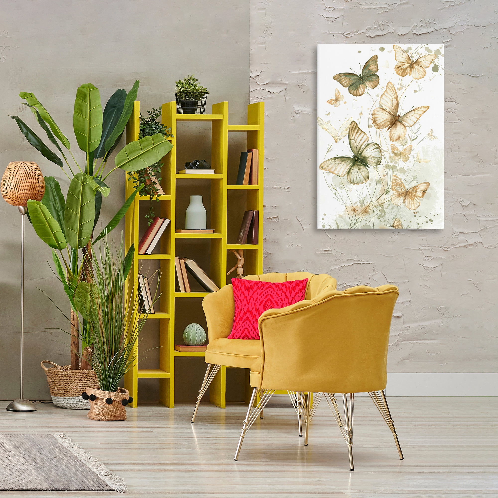 Stupell Industries Neutral Watercolor Butterflies Insects Painting Wrapped Canvas Art Print Wall Art, 24 x 36