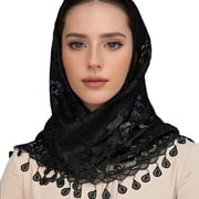 Aellinatey Traditional Tassels Lace Head Scarf Women Headwrap Catholic Chapel Bridal Veils