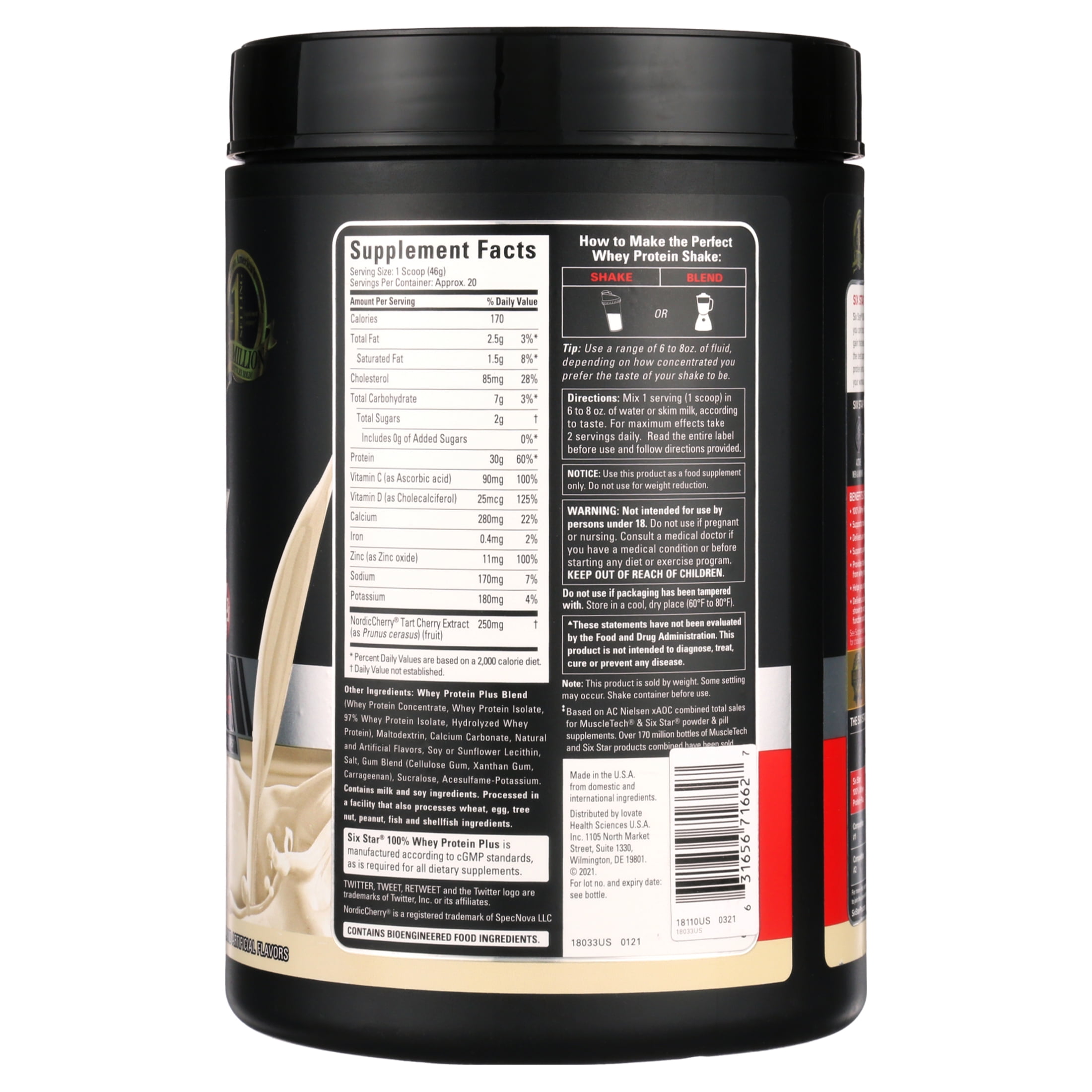Six Star Pro Nutrition Elite Series 100% Whey Protein Powder, Vanilla Cream, 2lbs