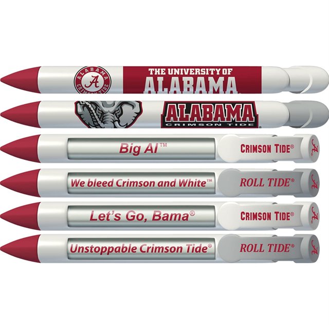 Greeting Pen 20502 Alabama Crimson Tide Braggin' Rights Rotating Message 6 Pen Set 20502