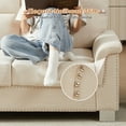 thumbnail image 4 of Muumblus 84" 3-Seater Sofa, Modern Deep Seat Nailhead Trim Couch with Curved Arms and Metal Legs for Living Room, Beige, 4 of 10
