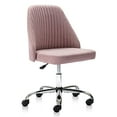 thumbnail image 1 of HOMEFLA Home Office Desk Chair, Modern Linen Fabric Chair Adjustable Swivel Task Chair Mid-Back Cute Upholstered Armless Computer Chair with Wheels for Bedroom Studying Room Vanity Room (P, 1 of 7