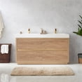 thumbnail image 6 of Pemberly Row Double Sink Bathroom Vanity Natural Oak Wood White Top No Mirror, 6 of 10