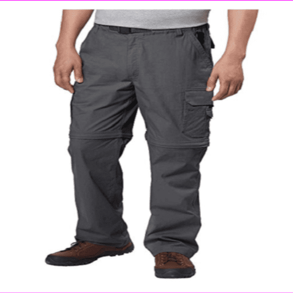 BC Clothing Men's Convertible 2 front slant pockets Stretch Cargo Pant/Shorts L X 32/Charcoal