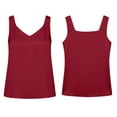thumbnail image 4 of Wang6 Womens Plus Size Satin Tank Tops Trendy Sleeveless Loose V Neck T shirts Causal Summer Solid Tees Tops Wine M, 4 of 4