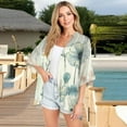 thumbnail image 4 of bbyeadc Shrugs for Women Long Sleeve Chiffon Cardigan for Women Lightweight Open Front Shrug Cardigan Hawaii Print Dressy Casual Boho Duster Cardigans, Mint Green S, 4 of 6