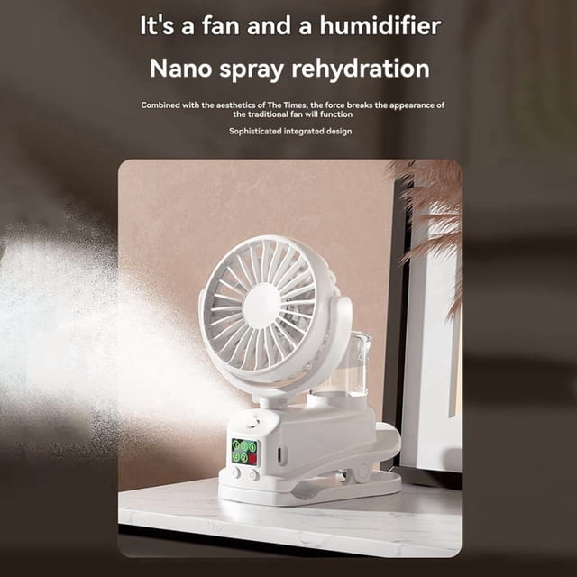 Four Speed Sprays Fan with Charging Capability, Mini Fan with Pedestal Clip, Suitable for Home and Use, Compact,A
