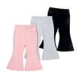 thumbnail image 3 of Krdevn Girls Solid Crossover High Waist Capri Flare Leggings 3 Pack Stretch Knit 12-18 Months,Pink, 3 of 9
