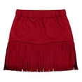 thumbnail image 4 of RTKFRFLM Girls Western Cowgirl Suede Fringe Skirt High Waist Denim Mini Skirt Halloween Party Outfits Kids, 4 of 9