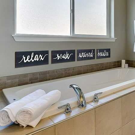 4 Pieces Farmhouse Bathroom Wall Decors Relax Soak Unwind Breathe Signs Rustic Wooden Funny Art Vintage Decor For Laundry Room White Canada - How To Decorate A Bathroom Window Silly 4 Pieces Farmhouse Bathroom Wall Decors Relax Soak Unwind Breathe Signs Rustic Wooden Funny Art Vintage Decor For Laundry Room White Canada - How To Decorate A Bathroom Window Silly