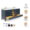 thumbnail image 3 of Ariel Cambridge 73 In. Double Rectangle Sink Vanity With Carrara White Marble 0.75 In Countertop In Midnight Blue, 3 of 10