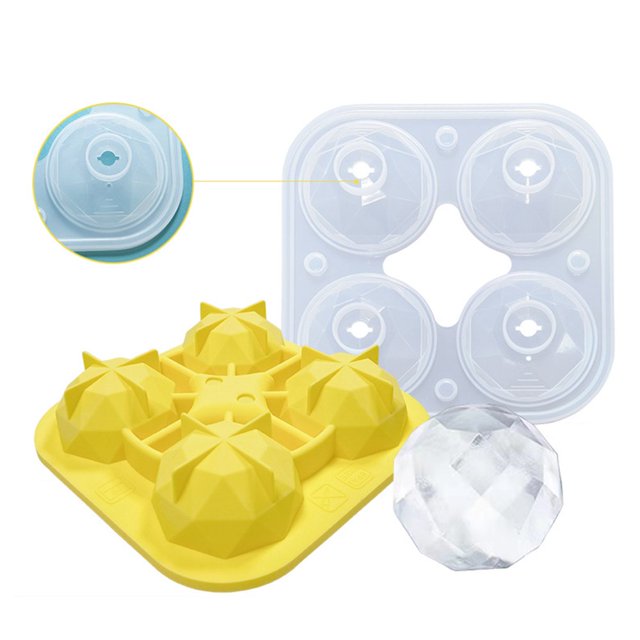 Pattern Silicone Ice Making Mould Reusable Food Grade Material Ice Mould with Lid for Whiskey 4-grid