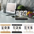 thumbnail image 1 of Wooden Perpetual Flip Calendar for Desk - Reusable Date Display with Brass Rings for Home Office Decor & Photo Props, 1 of 5