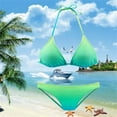 thumbnail image 4 of CEHVOM Ladies Vacation Beach Split Print Stitching Swimsuit Bikini Swimsuit, 4 of 7