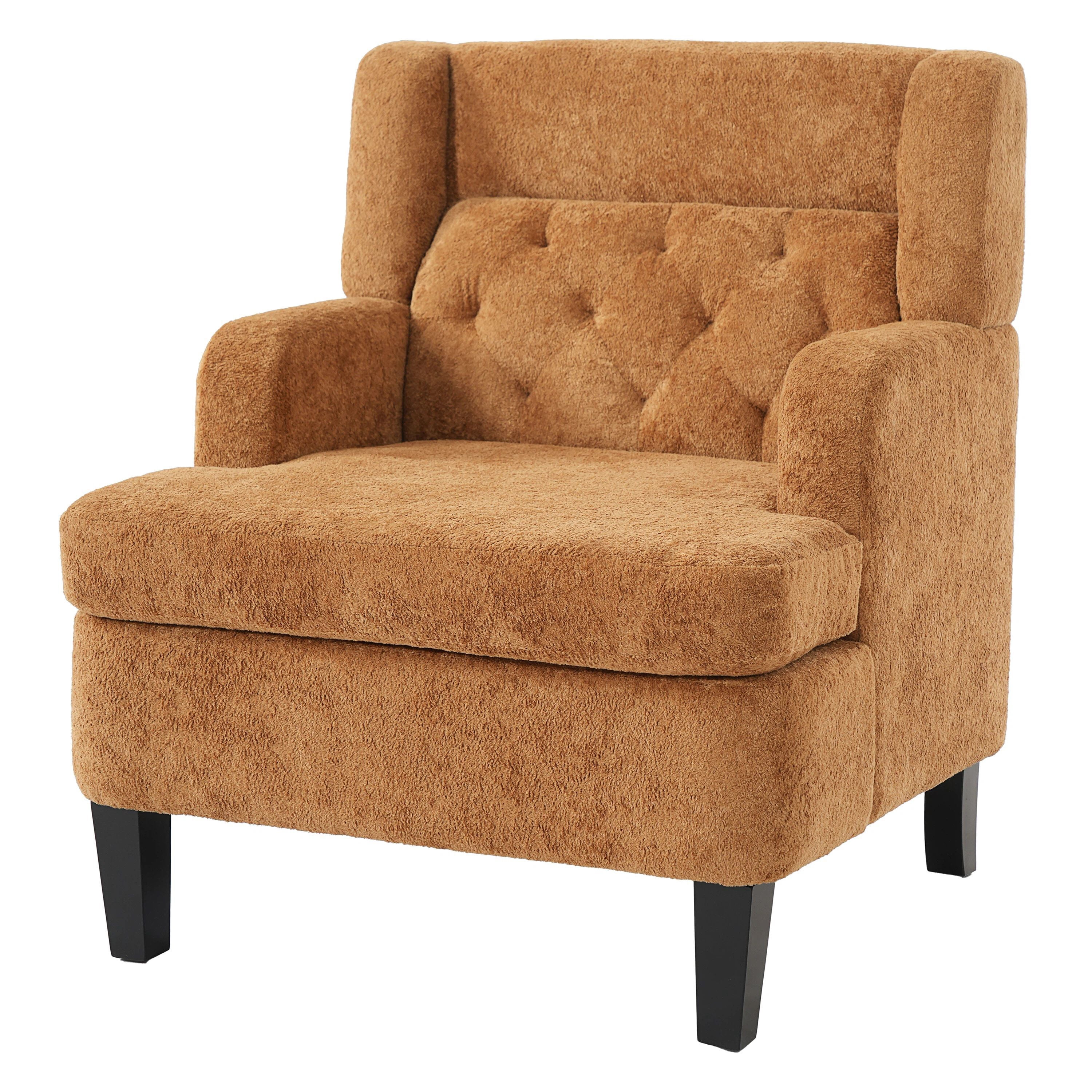 Euroco Modern Accent Chair,Upholstered Armchair with Solid Wood Frame,Comfy Reading Chair,Living Room Chair for Bedroom, Guest Room,Orange