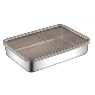  304 Stainless Steel Square Food Storage Container with Lids &  Handle Airtight Metal Food Containers Stackable Meal Prep Leftover  Containers for Freezer Fridge Oven Dishwasher Safe ( Size : 4700ML )