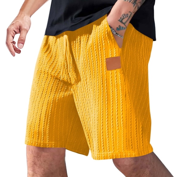 Yaoyar Men Casual Fashion Loose Summer Comfortable Pocket Drawstring Elastic-Waist Shorts Half Shorts Pants Classic Fit Stretch Flat Front Shorts