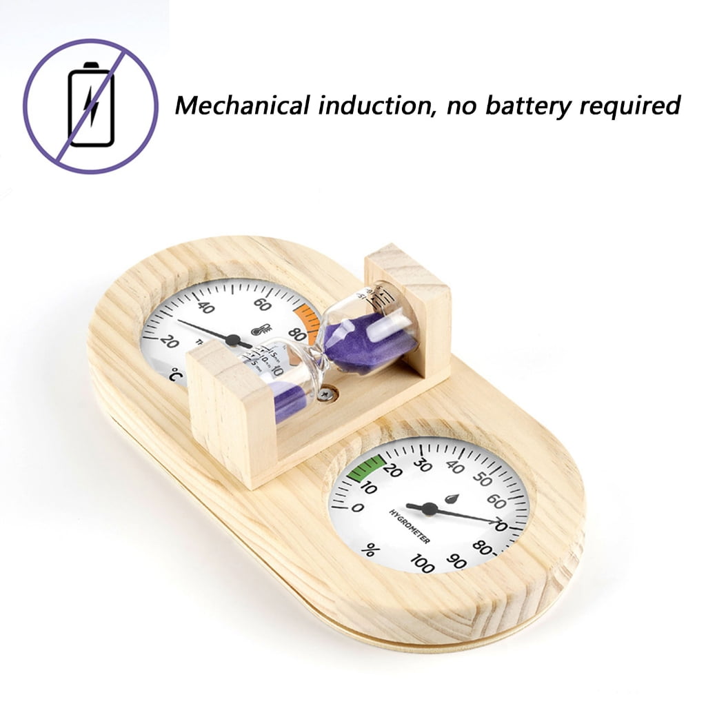 Room Thermometers Hygrometer with Sand Timer Wall Mounted Temperature Humidity Meter for Sauna Room